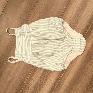 White & Blue Striped Baby Girl Bathing suit / 18 mths